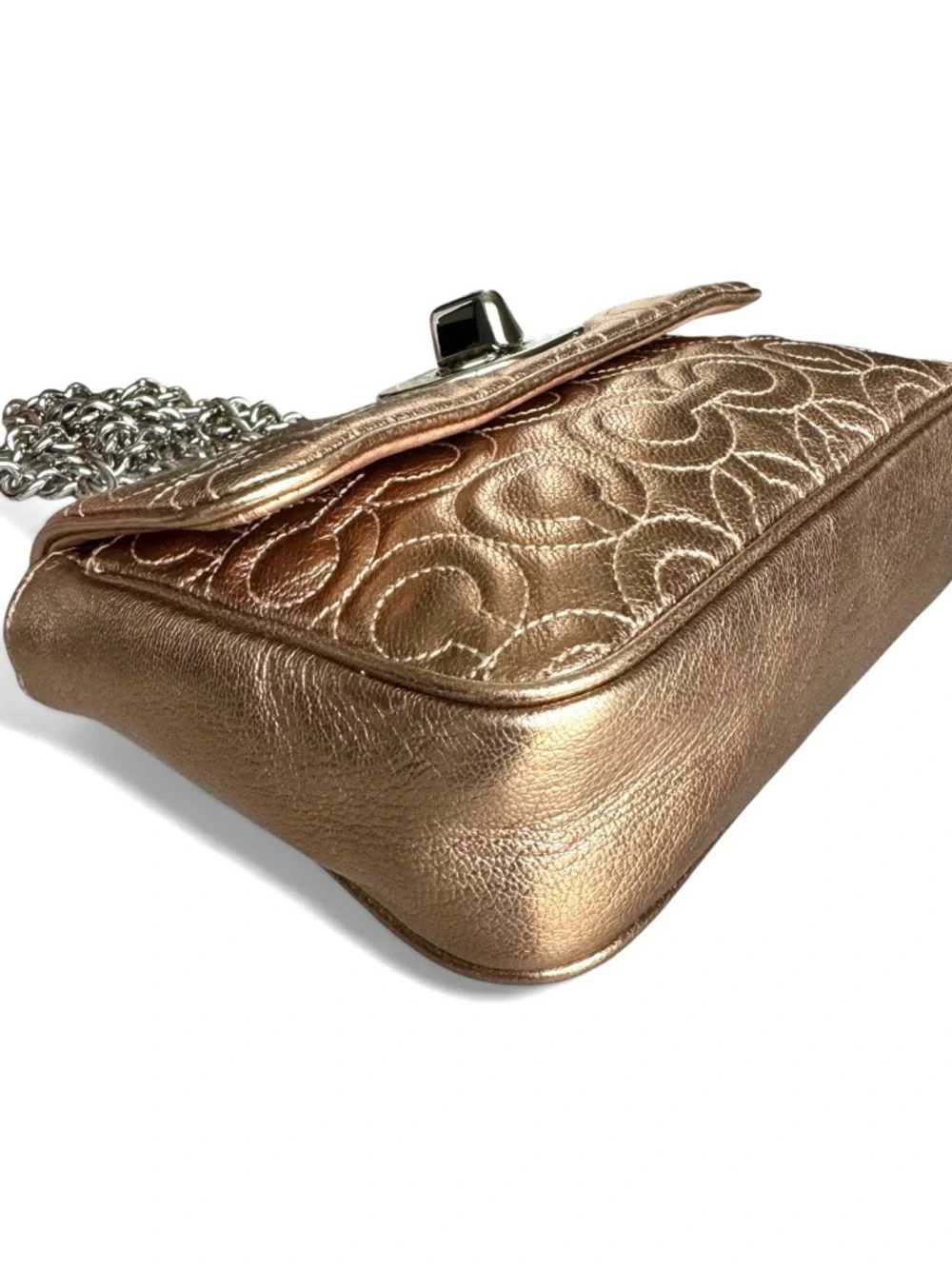 🆕 Coach Metallic Leather Madison Chain Mini Shoulder Bag Crossbody
